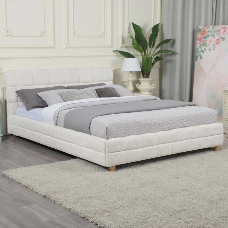 Lit plateforme tapissier Modern, Blanc