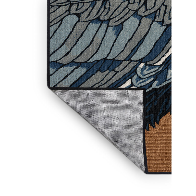 Washable Large billed Crow Birds Area Rug, Round 7'
