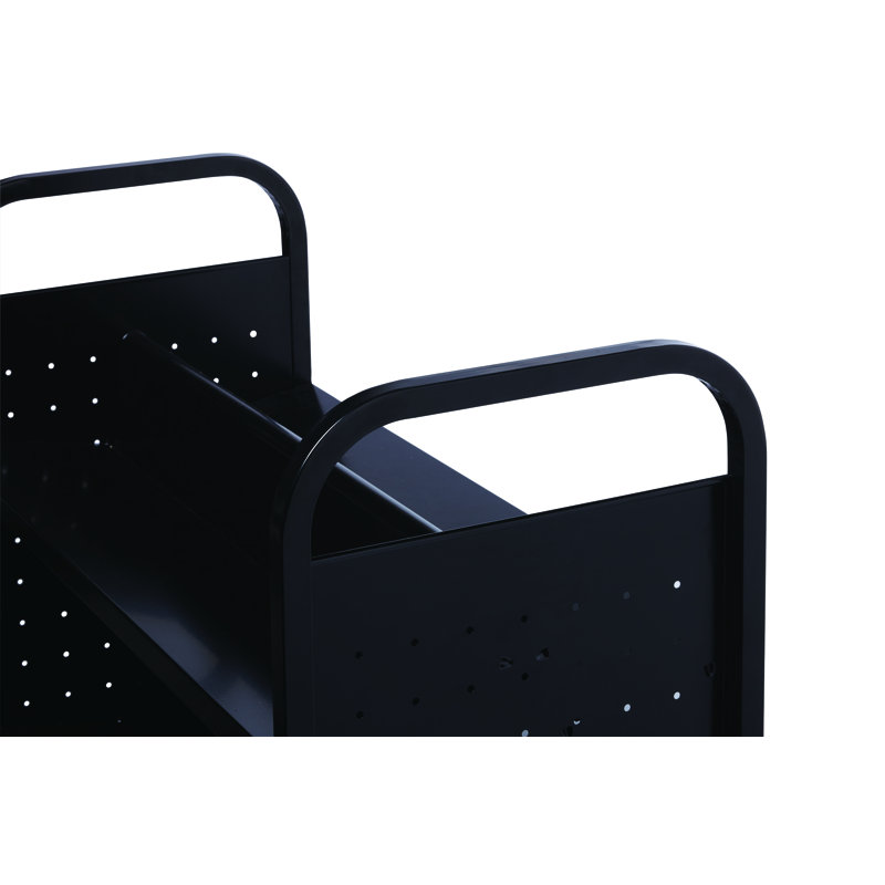 46.25'' H x 38'' W Book Cart with Wheels, Black, 46.3" H x 38" W x 18" D
