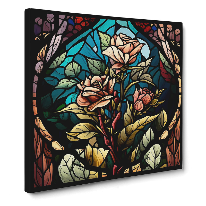 Floral Stained Glass Effect - No Frame Print