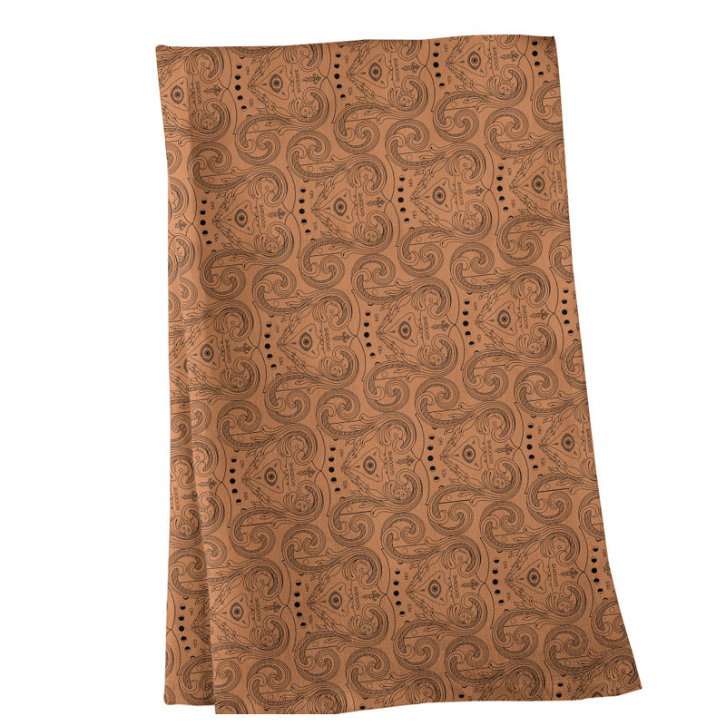 Serviette de thé à motif troisième œil, Sergé de coton, Brun