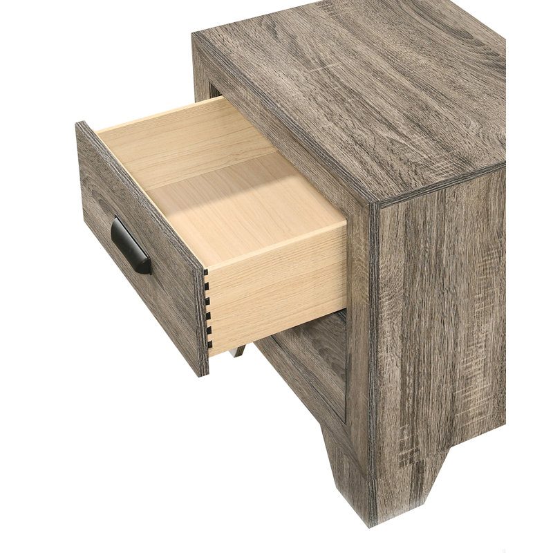 1Pc Transitional 2-Drawer Nightstand With Metal Hardware