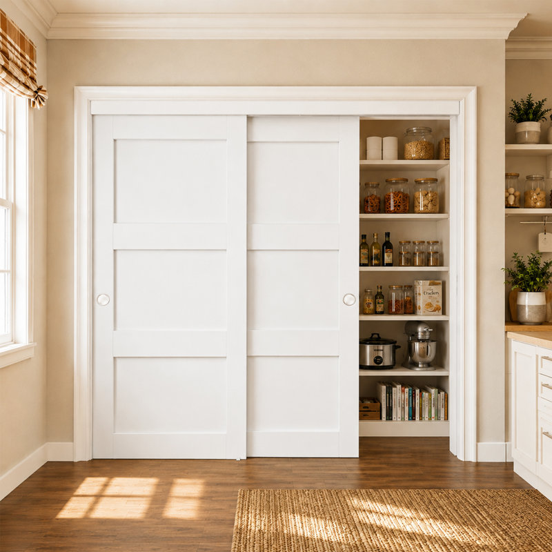 Portes coulissantes 80 po en MDF avec quincaillerie et poignées (assemblage requis), 72 po x 80 po 