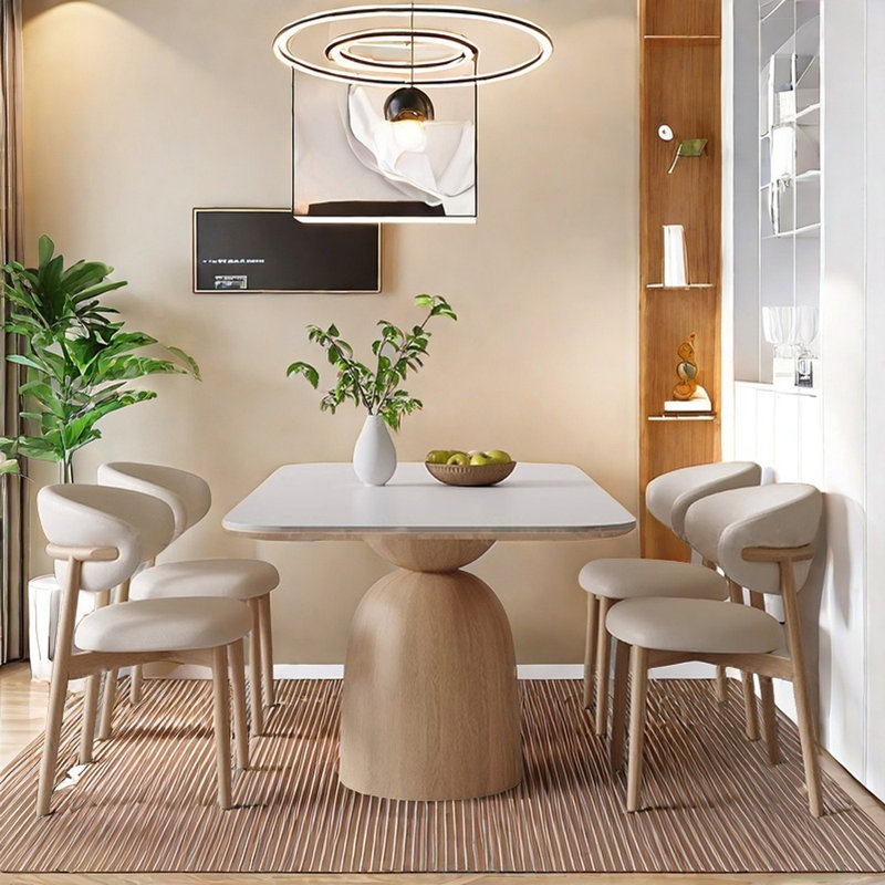 Table et chaises rectangulaires, Naturel, H 29,5 po x L 55,1 po x l 31,4 po 