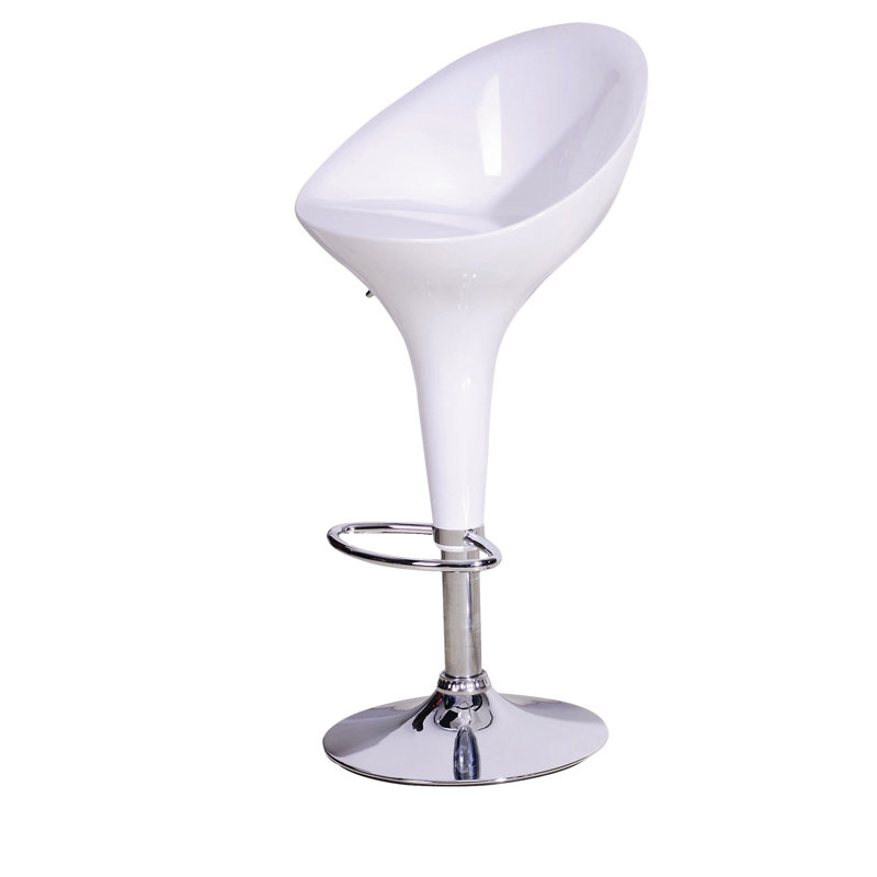 Huston Swivel Adjustable Height Counter Stool with Metal Frame, Chrome/White