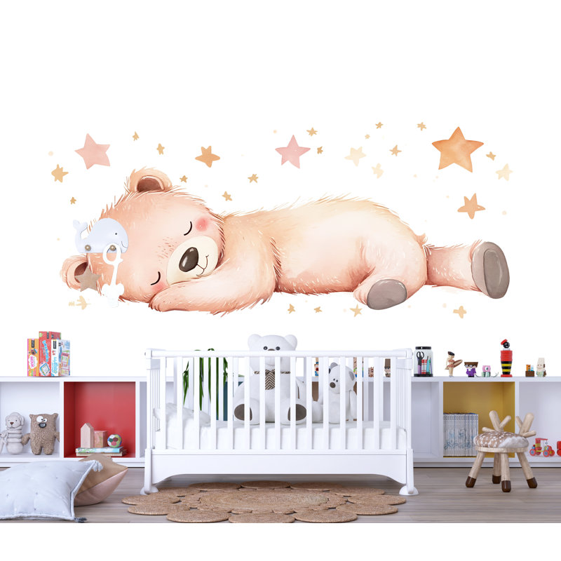 Adhésif décoratif pour chambre de bébé ours endormi, H 42 po x l 80 po