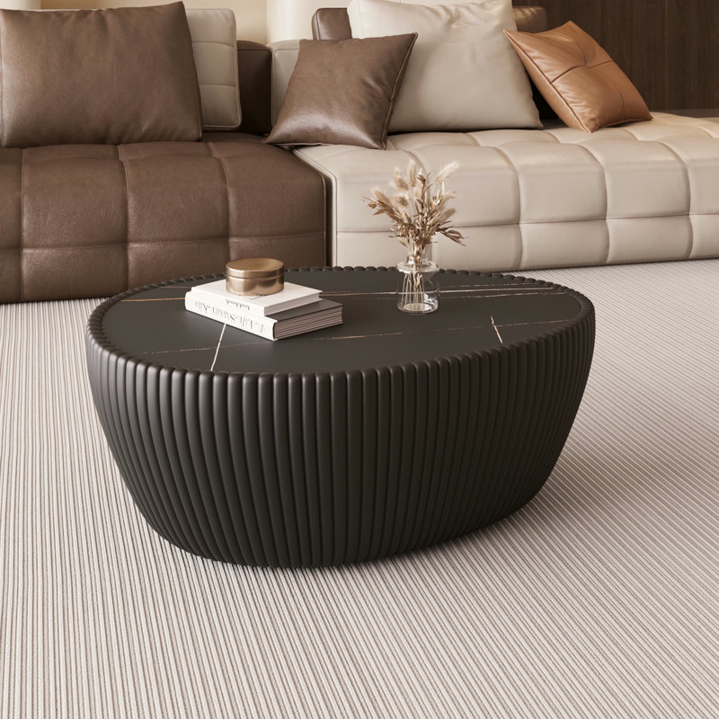Table basse moderne en cuir fritté noir