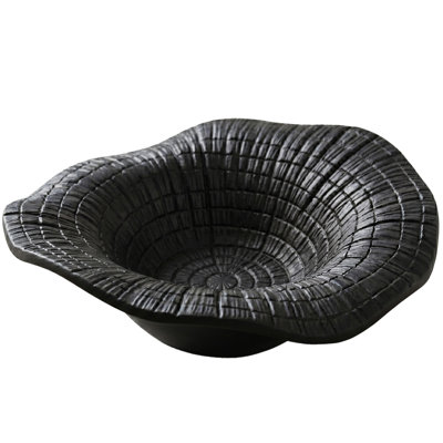 Assiette décorative ronde unique en résine de finition noire de 9,8 po de conception unique pour la table, le comptoir, la tablette, la console et la cuisine, pièce maîtresse idéale pour le salon, l'entrée