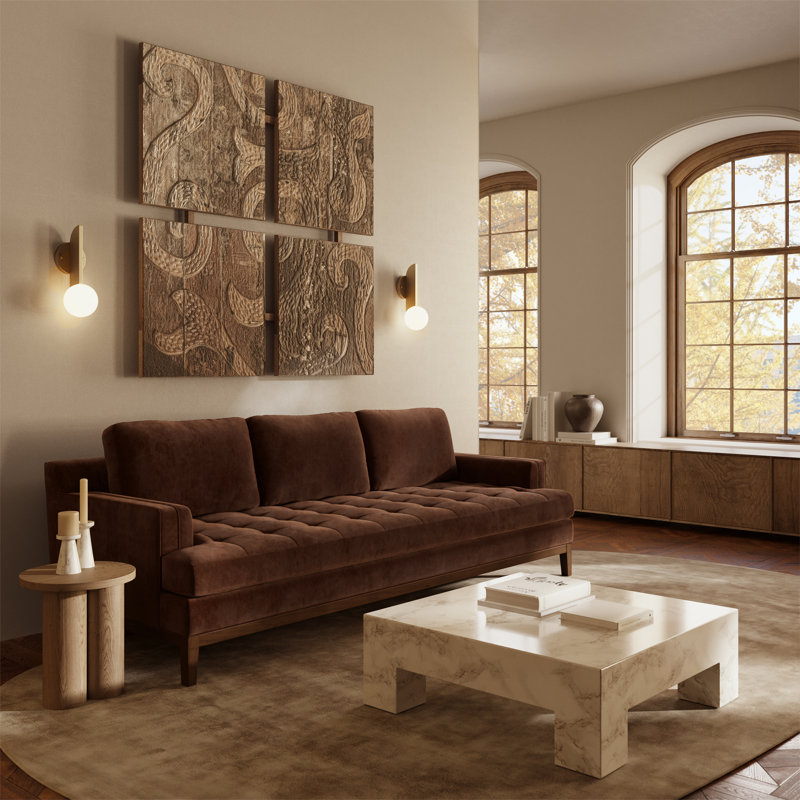 Vernon 99" Velvet Sofa in Bronzer Brown, Bronzer Brown