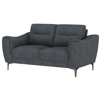 Okeshi Upholstered Sloped Track Arm Loveseat Charcoal
