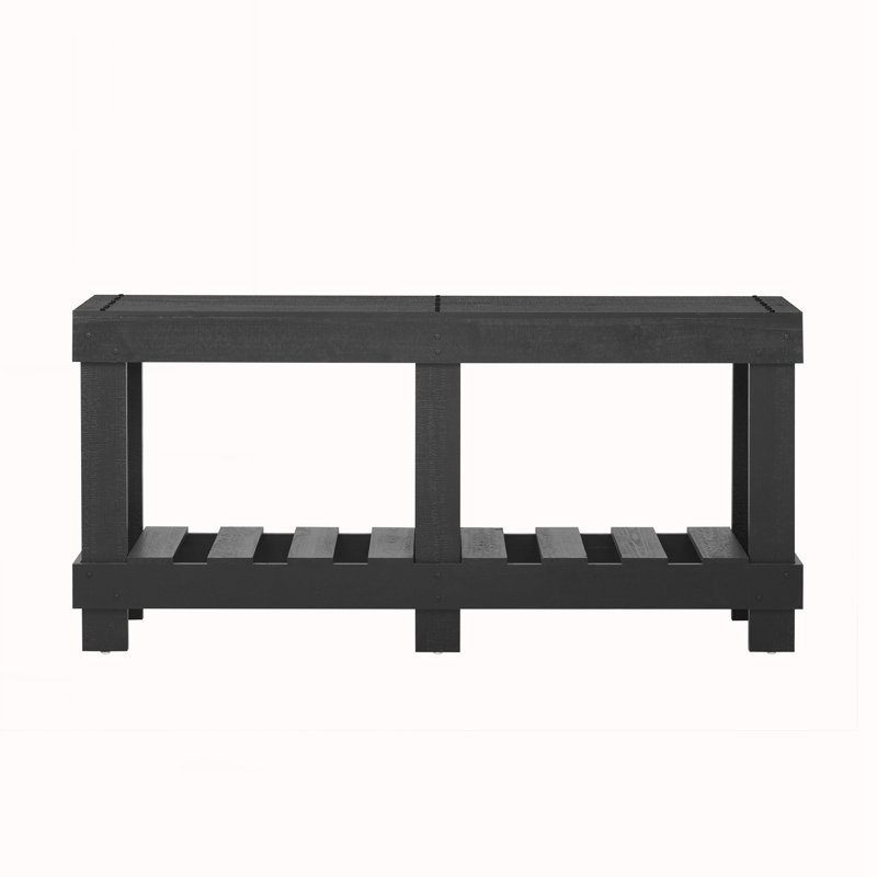 Metal Rivet Decor & Plank Under-Shelf, Console Table for Hallway, Living Room, Black