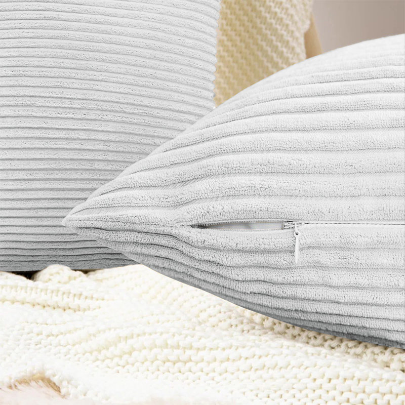 Striped Square Euro Cushion Cover, White