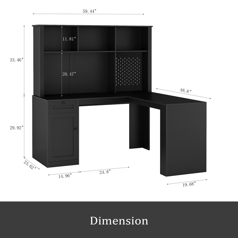 L Shaped Desk With Outlet, Computer Desk With Drawers, Bookshelf & Hutch, Modern Corner Desk, Home Office Desk,L-Shaped Study Table Writing Desk,Corner Gaming Computer Desk With Storage