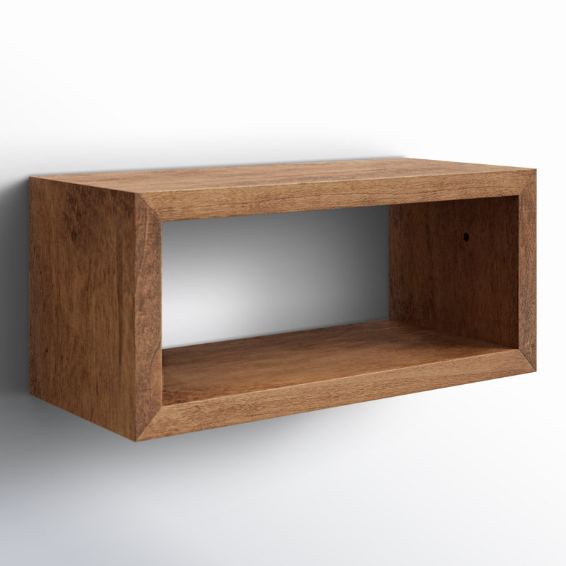 Tablette flottante en bois massif Robin, Brun rustique, H 8 po x l 18 po x P 8 po