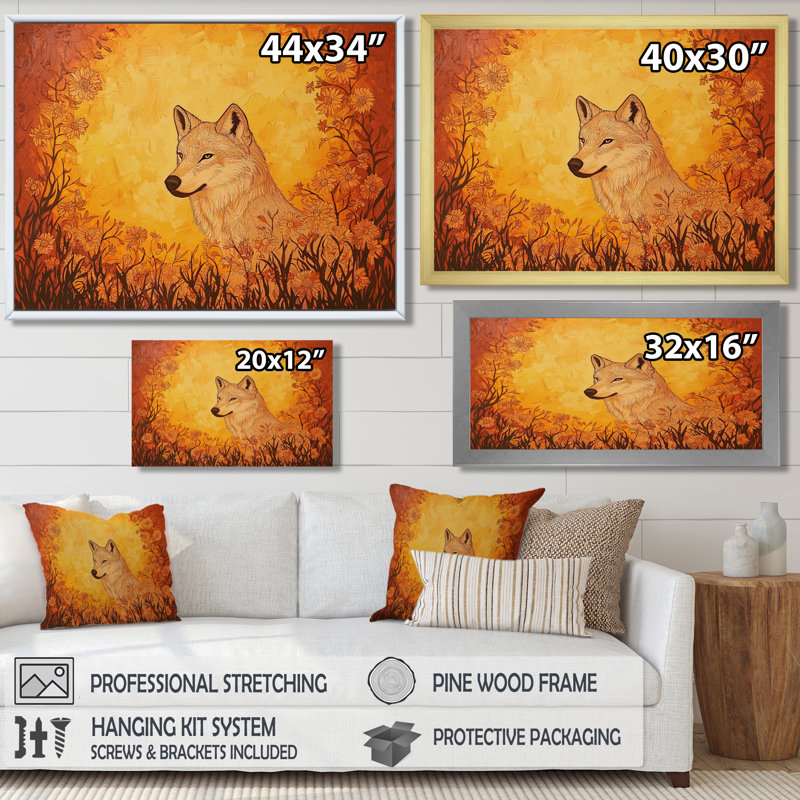 Blooming Wolf At Sunset I - Wolf Wall Décor, 16" H x 32" W, Wrapped Canvas, Does Not Apply