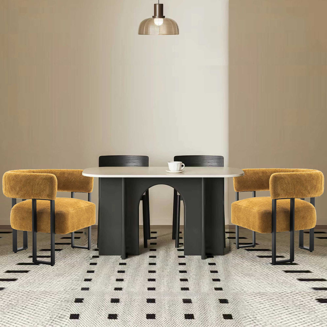 Upholstered Dining Chairs Modern Wingback Arm Chairs With Metal Legs Fully Assembled Fabric Dining Chairs (Set of 2) Orren Ellis Upholstery 
