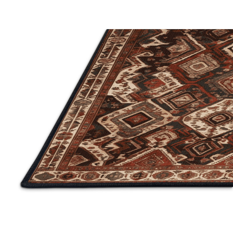 Tapis brun lavable à la machine, Rond 7 pi