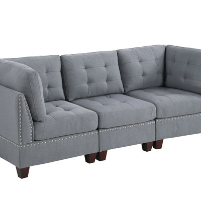 MODULAR SET - 3PC Linen Sectional Sofa