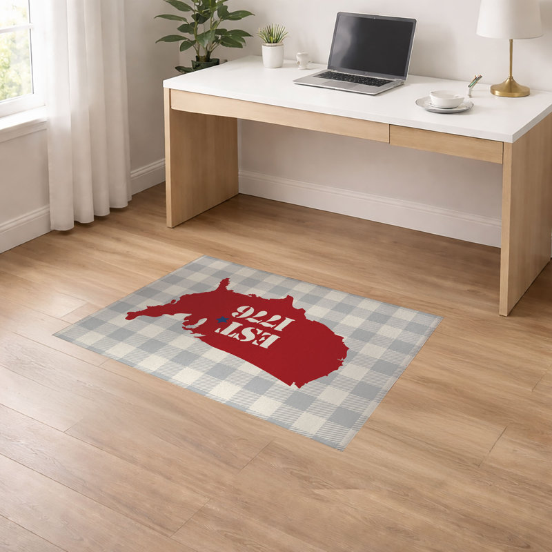 Tapis de sol antidérapant EST 1776 Gingham, L 36 po x P 24 po, Gris