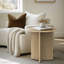 Ensemble de table de salon moderne 3 pièces avec plateau rond et base de panneau sculptural-116648735