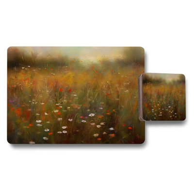 Floral Field Poppy Placemat and Coaster Set Beautiful Nature Design