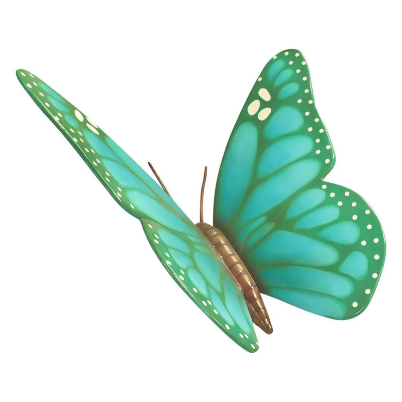 Statue insecte papillon surdimensionné, Bleu / brun / blanc / vert