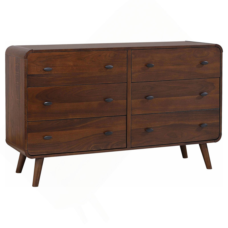 Commode de chambre à 6 tiroirs, Noyer foncé