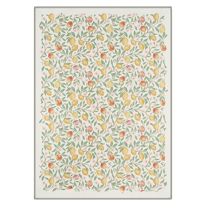 Fruition Floral Machine Washable Warm Ivory Indoor Area Rug With Non-Slip Backing, Rectangle 9' x 12'