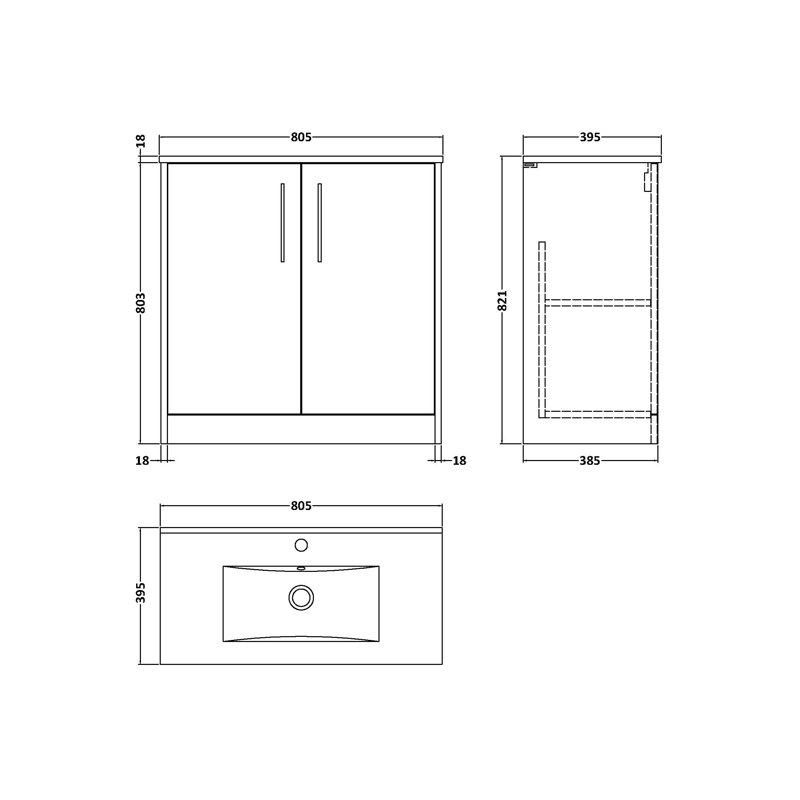 Juno 800mm Single Bathroom Vanity with Integrated Vitreous China Basin, White Ash