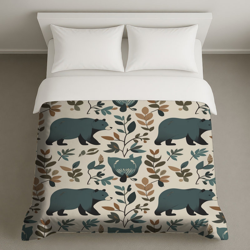 Housses de couette à motif de feuillage d'ours, Lit simple