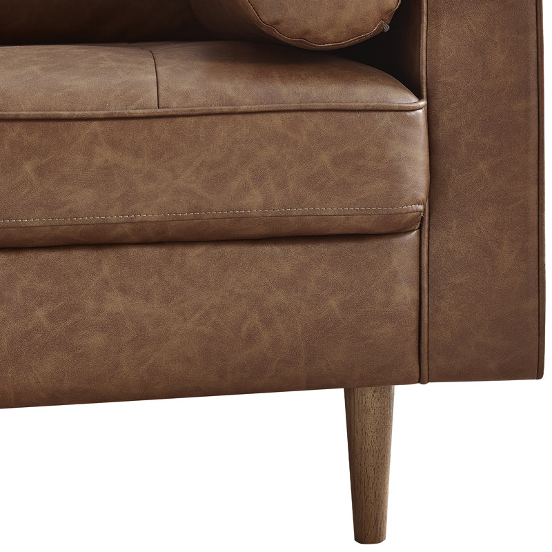 Altmann 2 Seater Faux Leather Loveseat Sofa, Brown