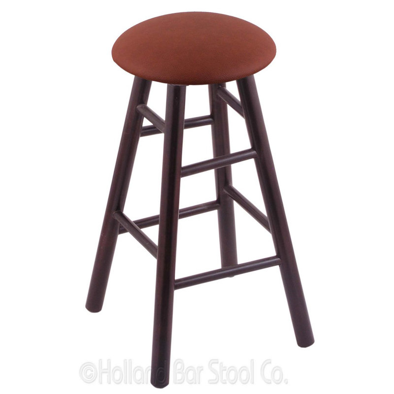 Tabouret de bar pivotant de 24 po, Vinyle noir, Érable cerise foncé