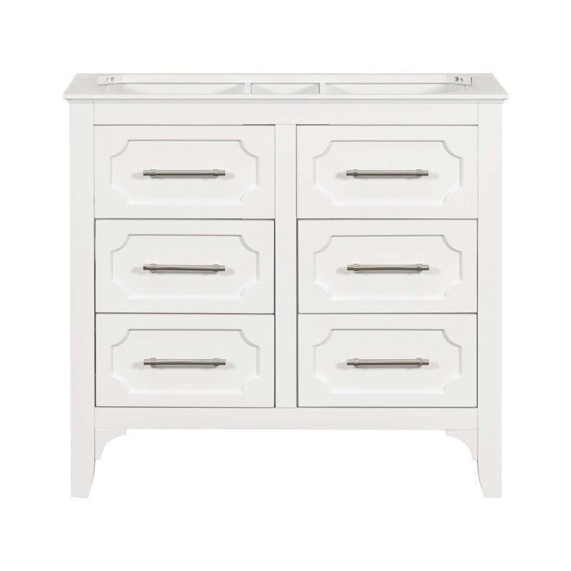 Ensemble de meuble-lavabo sur pied 36 po sans lavabo, ensemble de meuble-lavabo simple autoportant avec quatre tiroirs, armoire de rangement en bois massif seulement (PAS D'ÉVIER)
