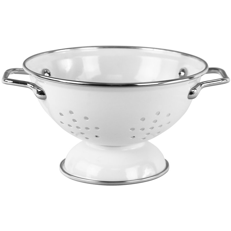 Prep & Savour Adame Steel Colander, White, 5 QT