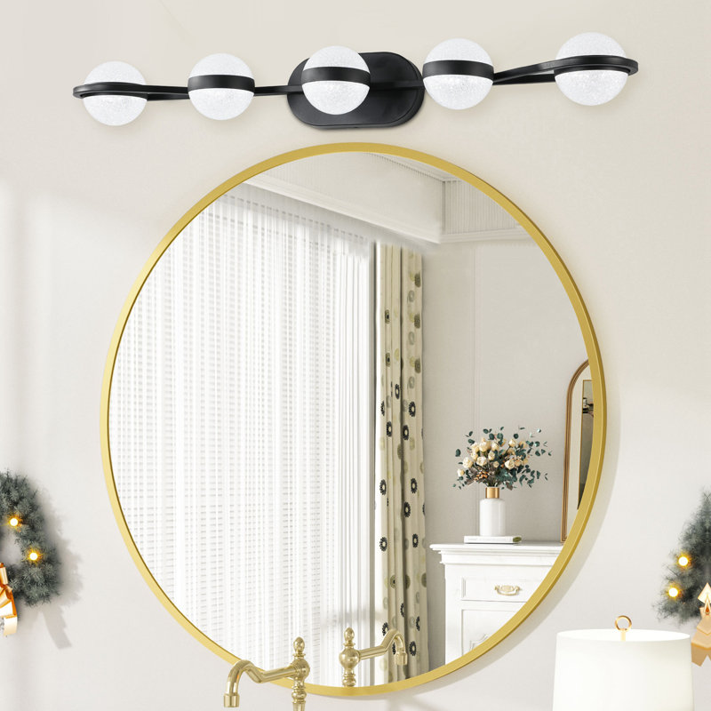 Queridas Modern Minimalist Bathroom Vanity Light, LED 5 Bulb Frosted Glass Shades, Wall Mounted Decorative Lighting Fixture, Suitable for Bathroom Vanity Mirror