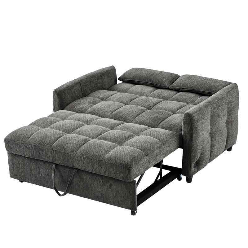 Lit gris avec support et fonction de charge réglable 52,8 po, 3 ports, 2 coussins lombaires, style, Gris