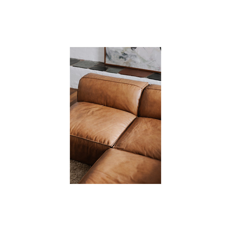 Foley Genuine Leather Slipper Chair, Tan Top Grain Leather