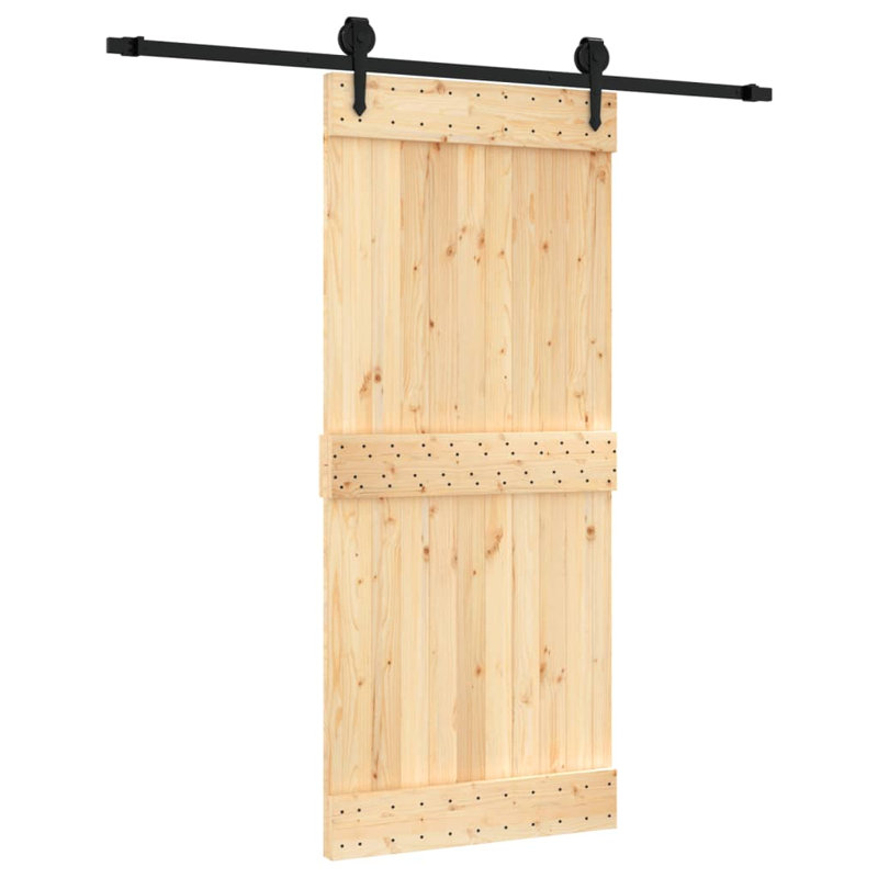 Porte coulissante avec quincaillerie Vidaxl, 27,6 po x 82,7 po, Noir/naturel