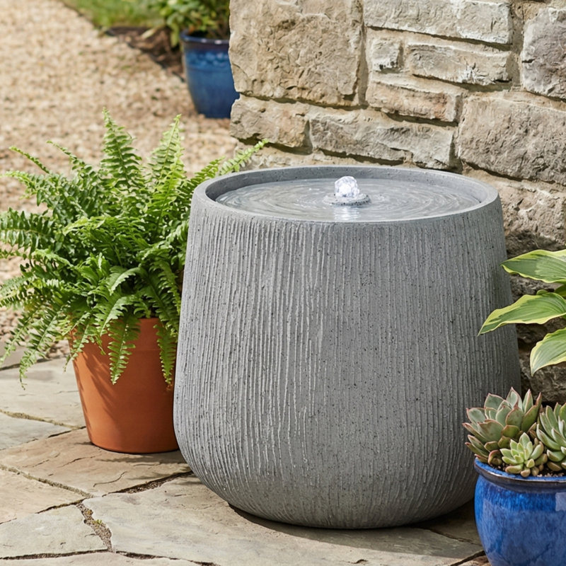 Fontaine d'extérieur en polyrésine 12,99 po H avec lumière DEL