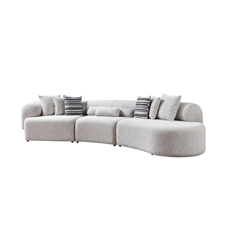 Canapé modulaire rembourré 3 pièces Leathie, Tissu bleu
