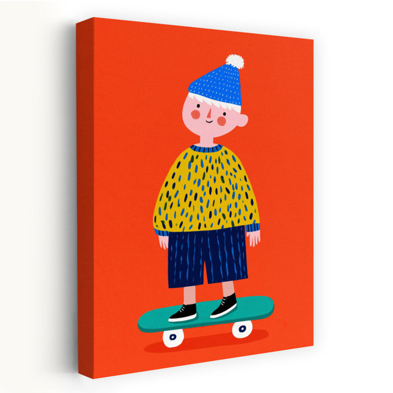 «Skating Boy No 01», impression d'art ludique et coloré, H 18 po x l 12 po