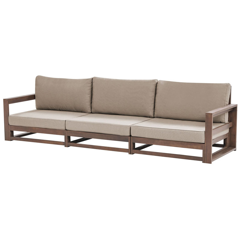 Ailin 269cm Wide Patio Sofa with Cushions, Dark Brown
