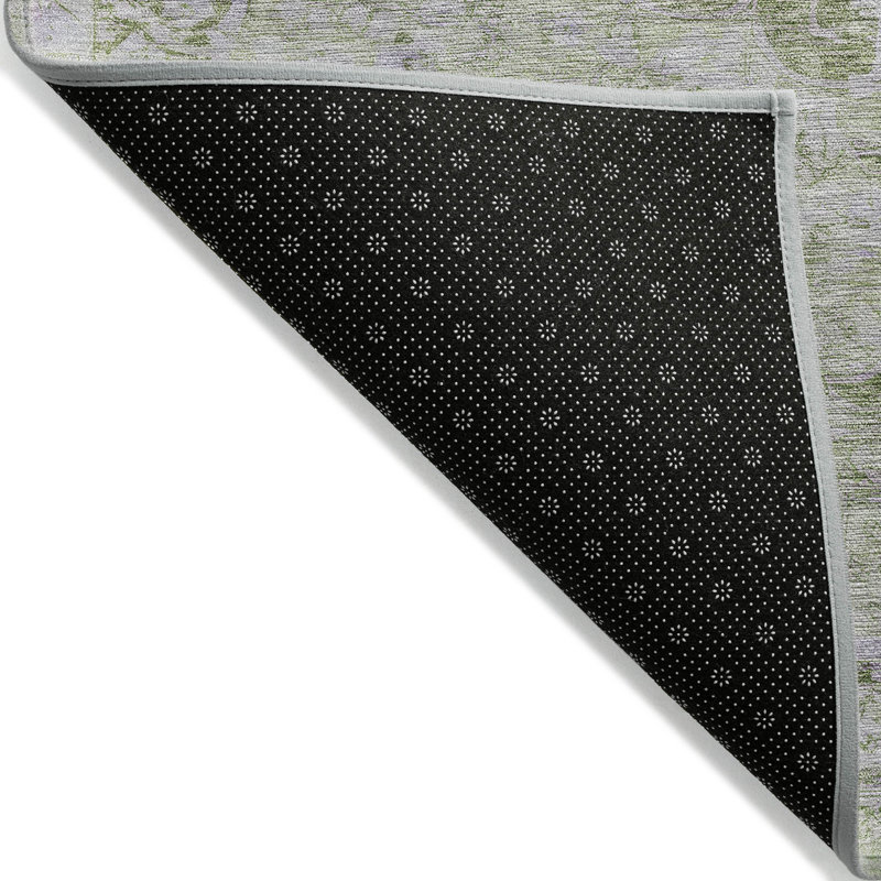 Tapis extérieur lavable à médaillon floral vert olive 5 pi x 8 pi