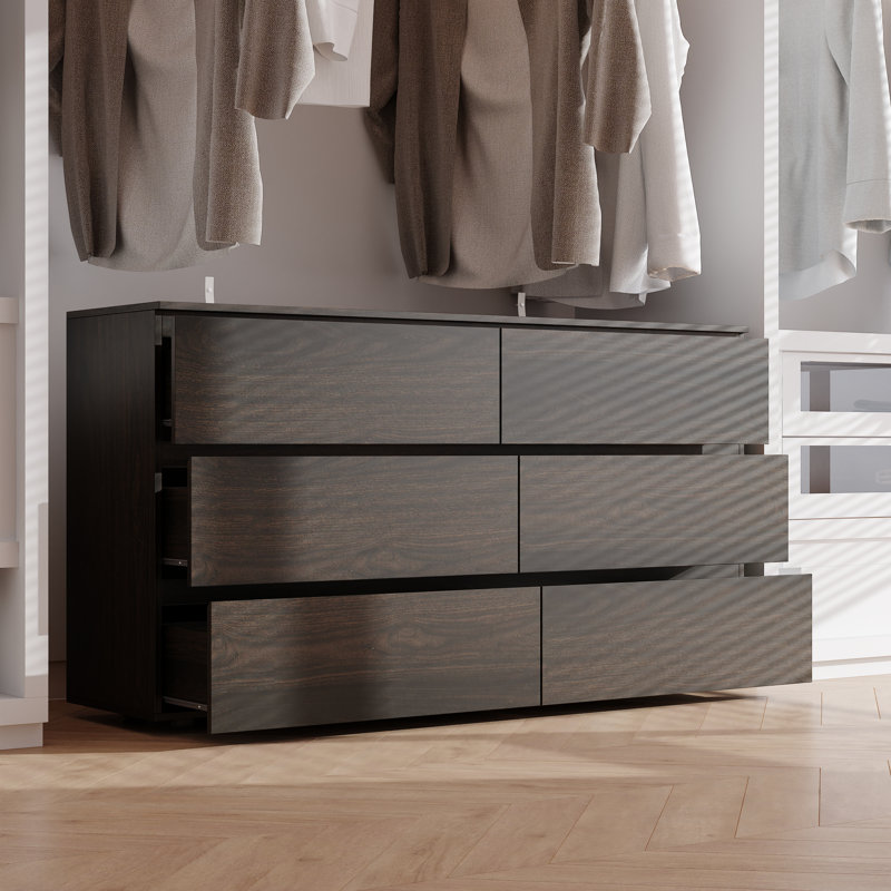 Minimalist 6 Drawer Closet Island, Dark Brown