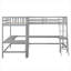Lit mezzanine simple en bois en forme de L avec échelle et 2 bureaux intégrés en forme de L-301548741
