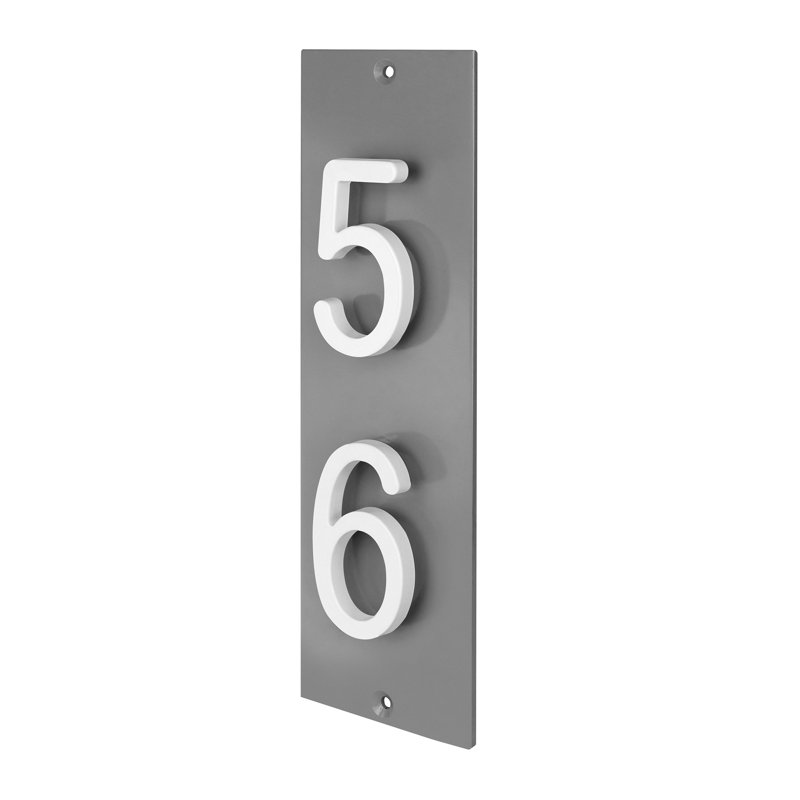 Plaque d'adresse verticale flottante en aluminium Royal Shade - numéros de maison à 2 chiffres personnalisés pour les espaces intérieurs et extérieurs