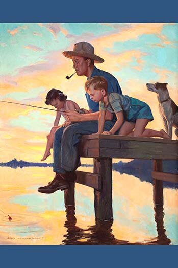 Buyenlarge 'Fishing Time' by John Newton Howitt Painting Print Size: 36 H x 24 W x 1.5 D