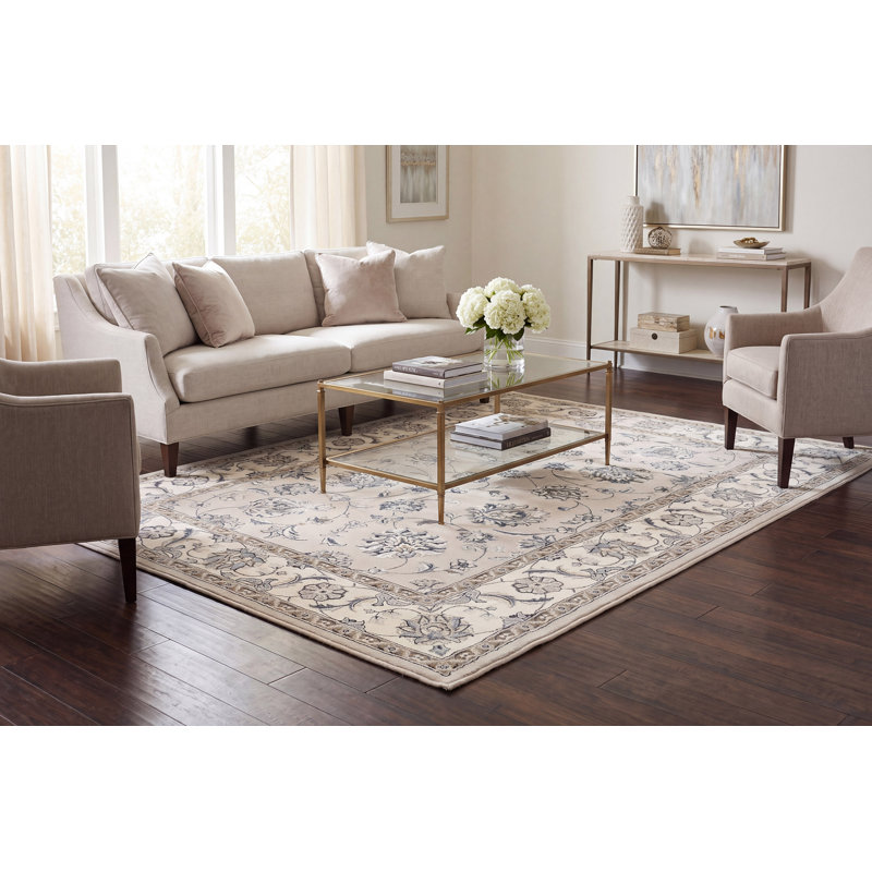 Tapis gris doux / crème Attell, Rectangle 9 pi 2 po x 12 pi 10 po