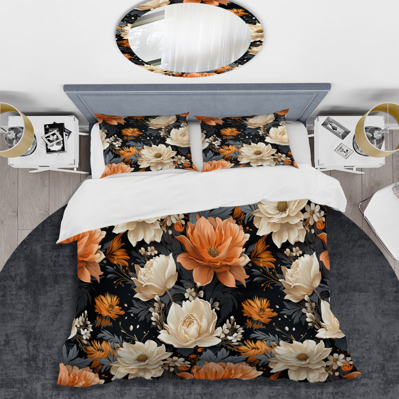 Splendid Marigold Mosaic Collage IV - Ensemble de housse de couette à motif floral