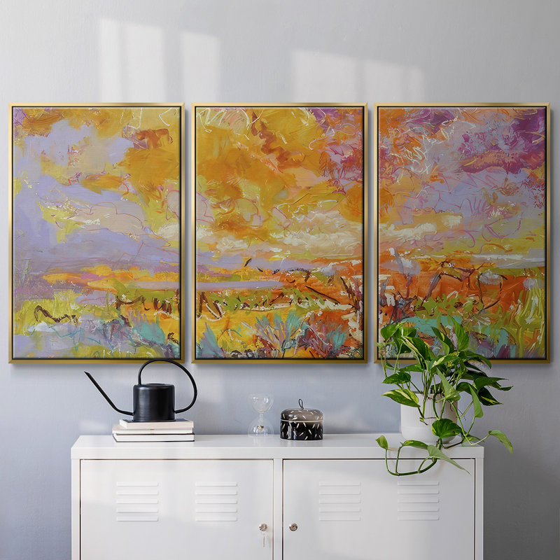 Radiance Remembered - Multi Piece Framed Canvas, Gold, 40" H x 78" W x 2" D